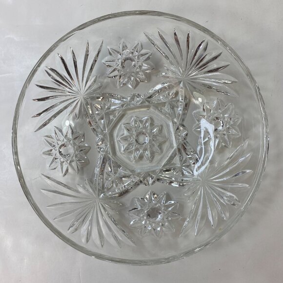 Anchor Hocking Crystal Candy Dish Lid Textured Starburst Design Decor Vintage - Picture 5 of 10